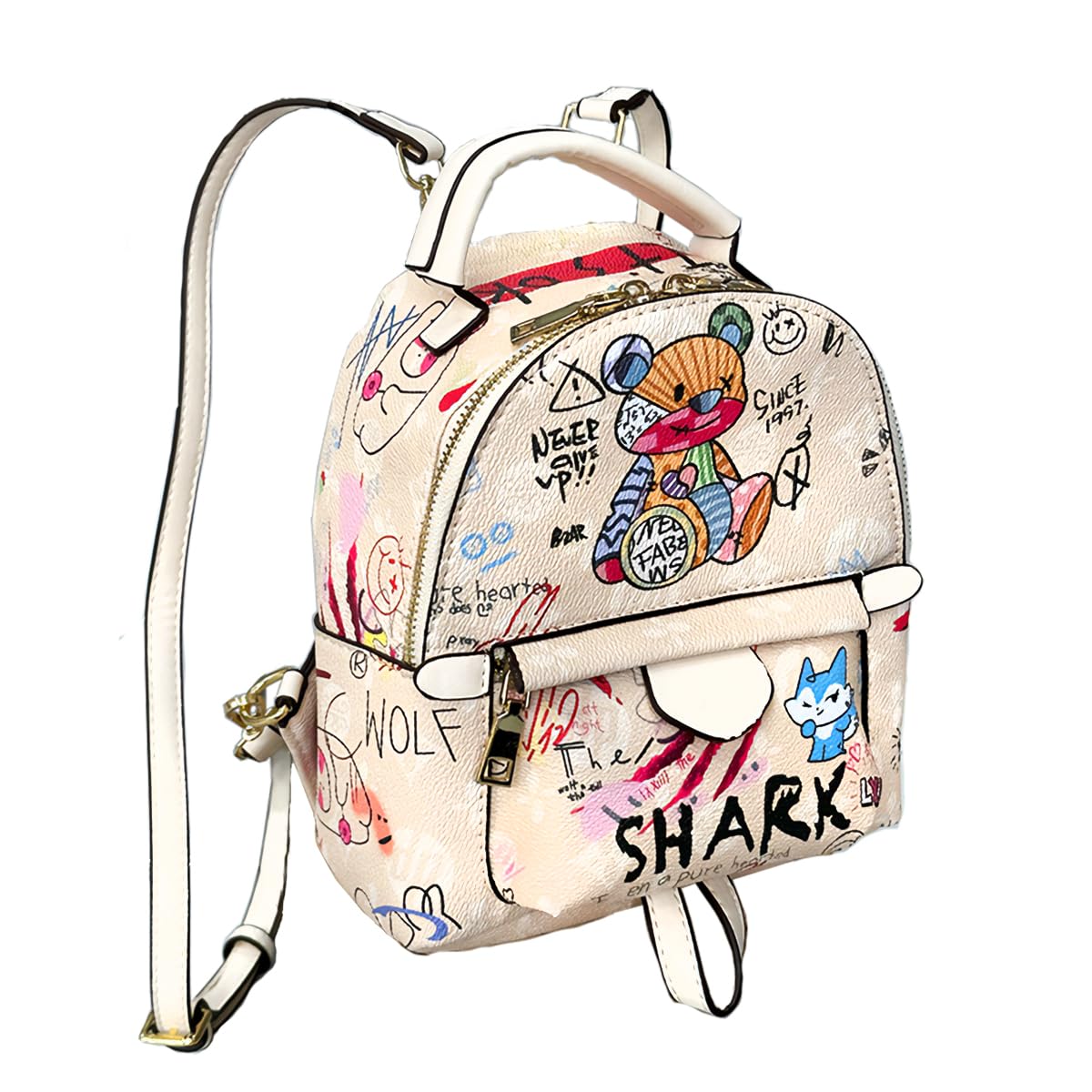 

Bear Commuting to Bear Handbag [DIVA Rose] Women s Backpack, Small, Cute, Rucksack, Backpack, School, Independent, Light, (Beige) [Product] бежевий