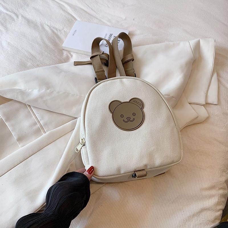 Adorable Cartoon Bear Canvas Backpack For Kids With Lightweight Comfort Design In Multiple Colors