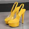 PVC Transparent Women Back Buckle Strap Sandals Sexy Peep Toe Slingback High Heels Party Prom Shoes Platform Sandalias