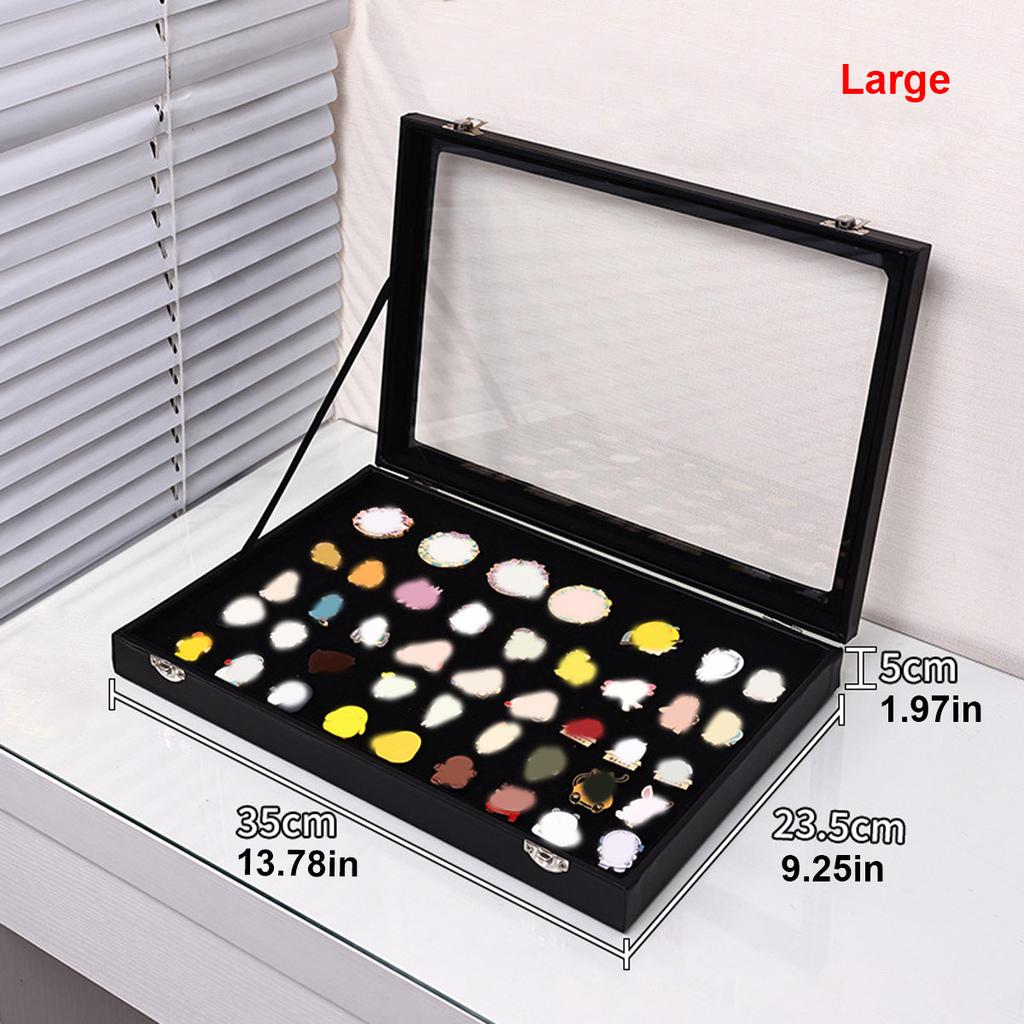 1pc Badge display box with transparent dust cover, brooch and collectible jewelry box, black large capacity jewelry box