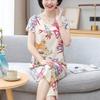 Cotton Pajamas Women's Thin Short Sleeve Set Plus Size Women's Loungewear Can Be Breathable and Antibacterial Sleepwear