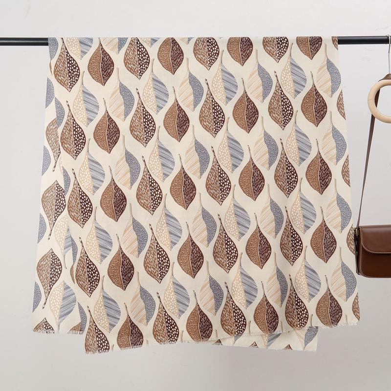 Sycamore Leaf Skin-friendly Velvet New Autumn and Winter Skin-friendly and Warm Imitation Cashmere Printed Scarf Versatile Shawl