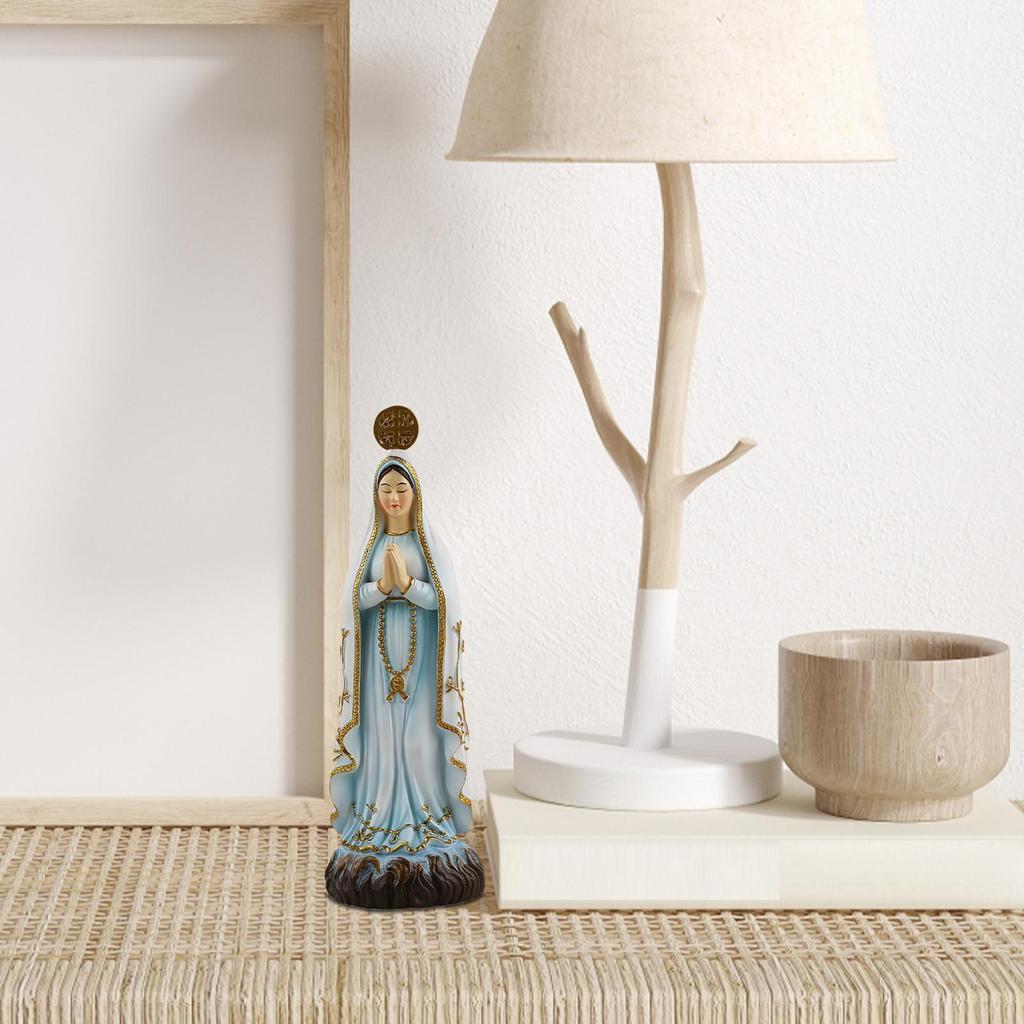 Virgin Mary Figure Resin Decorative Sculpture Small Religious Statue For Church Home Tabletop Desk Shelf Display Collection