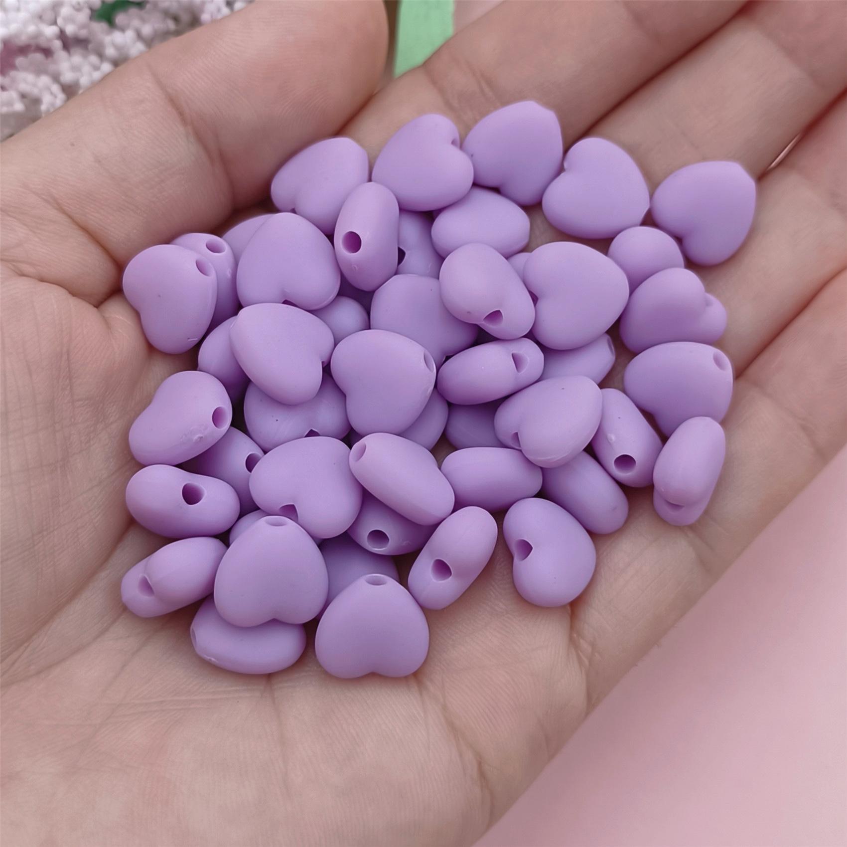 

Однотонний бісер Гума 11*10 мм Матеріали для виготовлення ювелірних виробів своїми руками Аксесуари Серце 50 шт Модні намистини фіолетовий