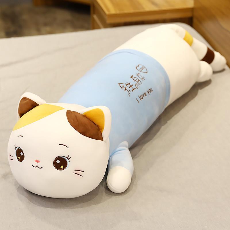 

Plush Cat Pillow With Feather Cotton Filling For Girls Sleep Decor BlueCatPillow,70cm