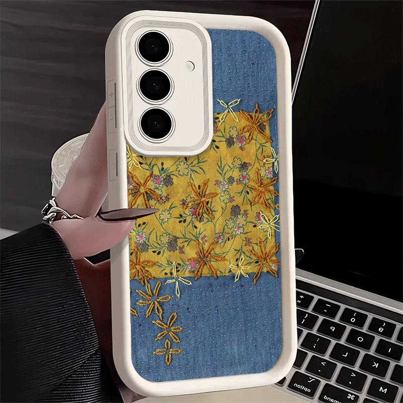 Handyhülle für Samsung Galaxy S26 S25 Ultra S24 FE Retro-Denim-Muster Schale S23 Plus S22 + S21 S20 5G Weiches Silikon Funda