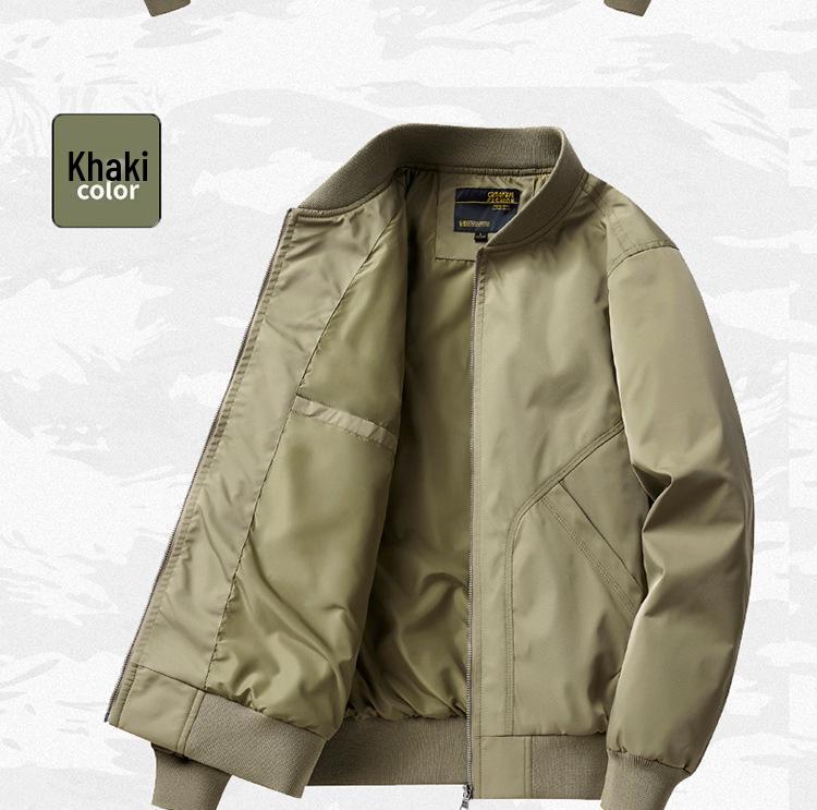2024 Men's Pilot-Style Baseball Collar Jacket - Loose Fit for Spring & Autumn