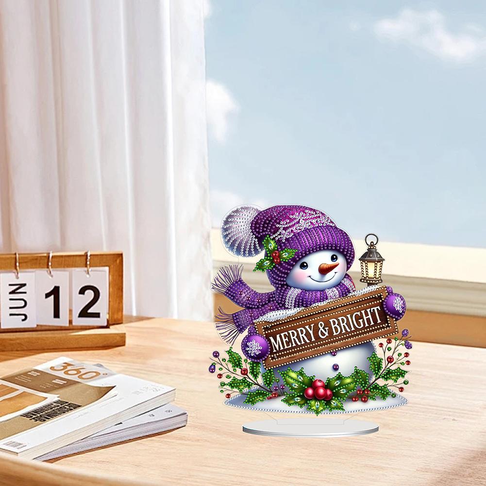 2D Flat Christmas Table Top Diamond Painting Ornament Kits 5D DIY Diamond Art Tabletop Decorations for Home Office Desktop Decor