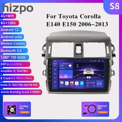 Android 12 2Din Car Radio Navigation GPS Multimedia Video Player för Toyota Corolla E140 E150 2006 2007-2013 2 Din Intelligent Screen Stereo RDS BT