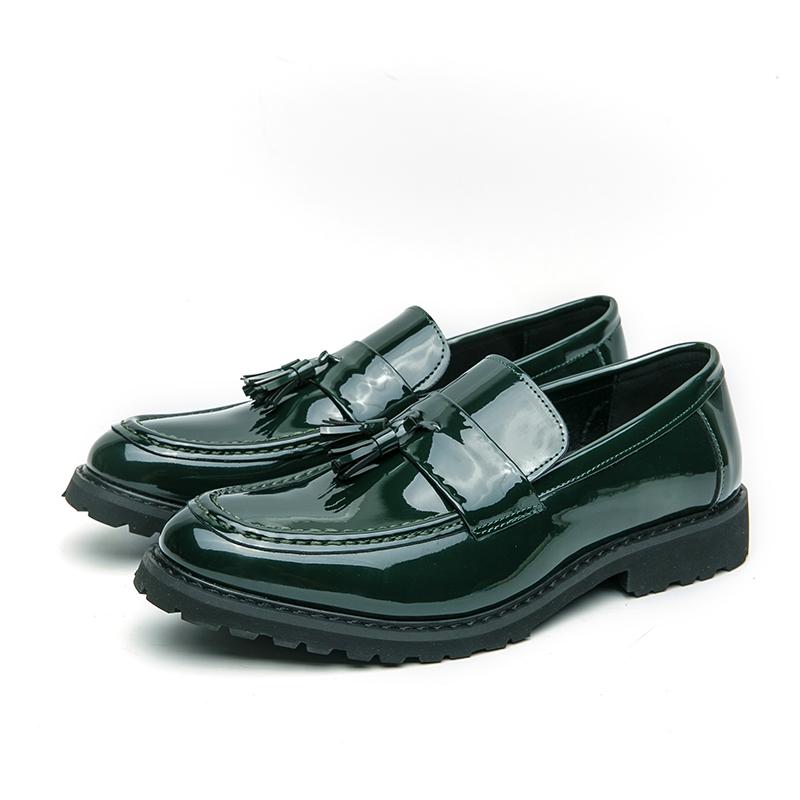 Plus Size Loafers Men's 2025 Thick-Soled Tassel Patent Leather Glossy Slip-On Business Formal Leather Shoes New Men's Shoes