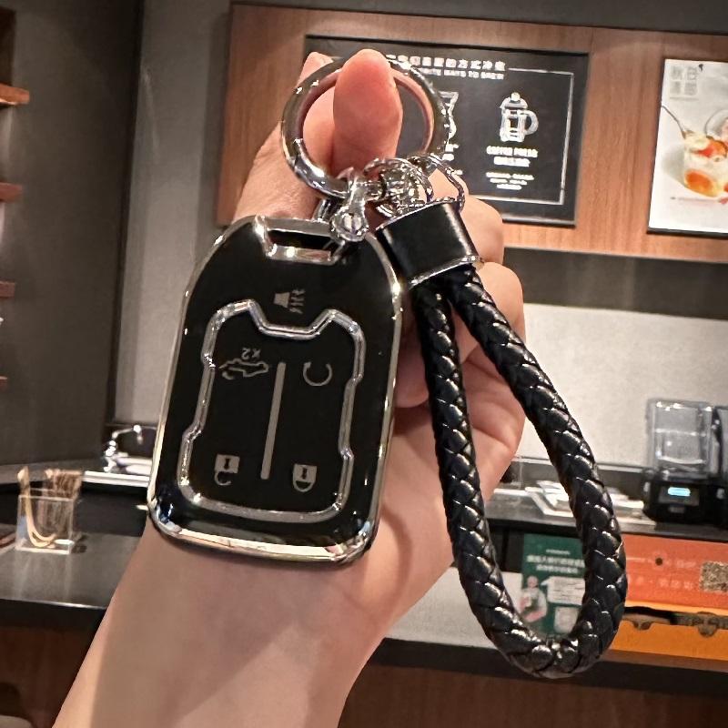 Key Fob Cover with Keychain Lanyarf For 2019-2022 Chevy Silverado GMC Sierra 1500 2500HD 3500HD