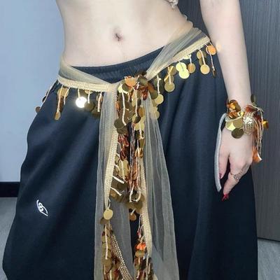 Neuer Jazz-Tanz Furzvorhang paillettenbesetzt kpop gefranste Hüfttuch-Taillenkette, Tanz-Taille, mit Hiphop-Hüfttuch-Taillenkette.