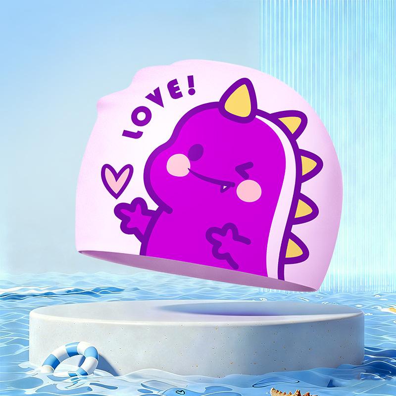 New Children's Cartoon Swimming Cap Cute Dolphin Waterproof Ear Protection Swimming Caps Kids Hot Spring Swimming Equipment