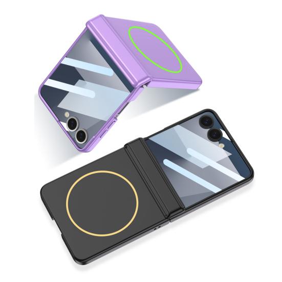 Phone Case for Samsung Z Flip 7 Magnetic Hinge Protection Protective Case with Built-In Screen Protector Wireless Charging Case