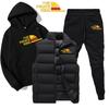 Herren Damen Print Hoodies 3-teiliges Set Herbst Winter Baumwoll-Hoodies+Weste+Hose Männlicher Baumwoll-Trainingsanzug