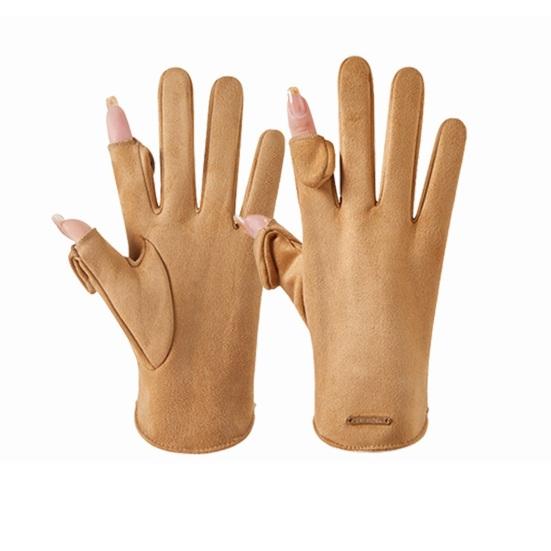 1 Pair Winter Padded Warm Gloves Solid Color Touch Screen Design Windproof Wear Resistant Riding Ski Gloves for Women