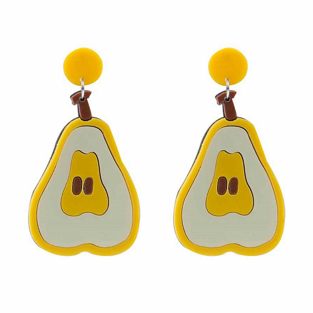 Trendy Funny Fruit Vegetables Acrylic Women's Drop Earrings Cute Strawberry Watermelon Lemon Cherry Dangle Earring Party Jewelry