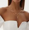 Premium Quality Luxury Women's Zircon Pendant Necklaces Tassel Design Double Layer Women's Y-chain Necklaces