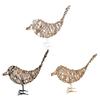 Handmade Bird Statue Hanging Ornament Adornment Woven Animal Sculpture Table Decoration for Bookshelf Farmhouse Cabinet