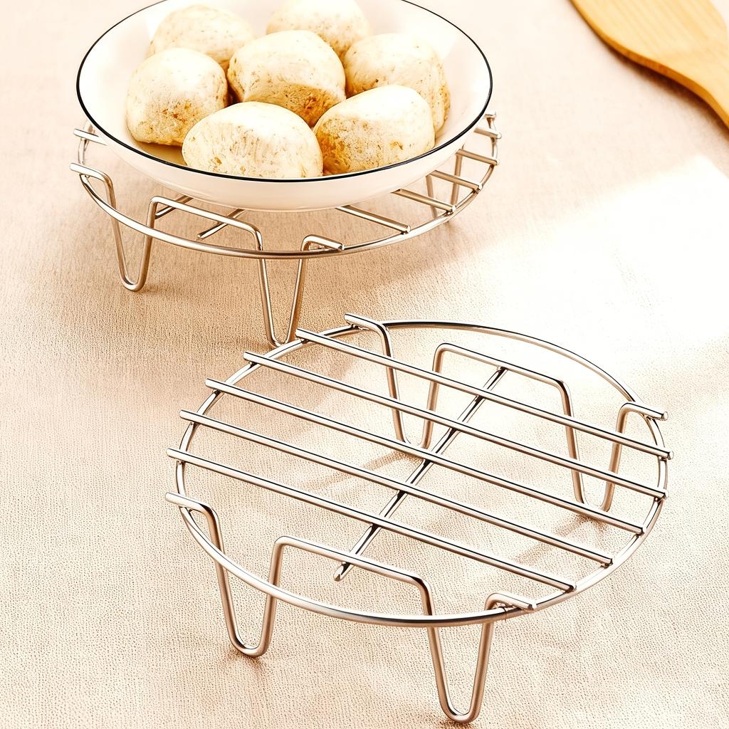 1pc Stainless Steel Steamer Rack, Multi-Use for Oven Air Fryer Baking & Vegetable Steaming, Round Dishwasher Safe Kitchen Rack