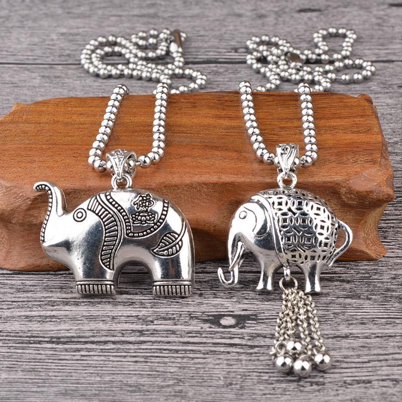 East Butterfly Ethnisches Langes Halsband - Retro Langlebigkeitsschloss-Anhänger & Runde Perlenkette für Männer & Frauen