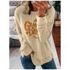 Womens Casual Print Hooded Sweatshirt With 3D Letter Graphic Round Neck Lightweight Comfort Fit Everyday Wear
