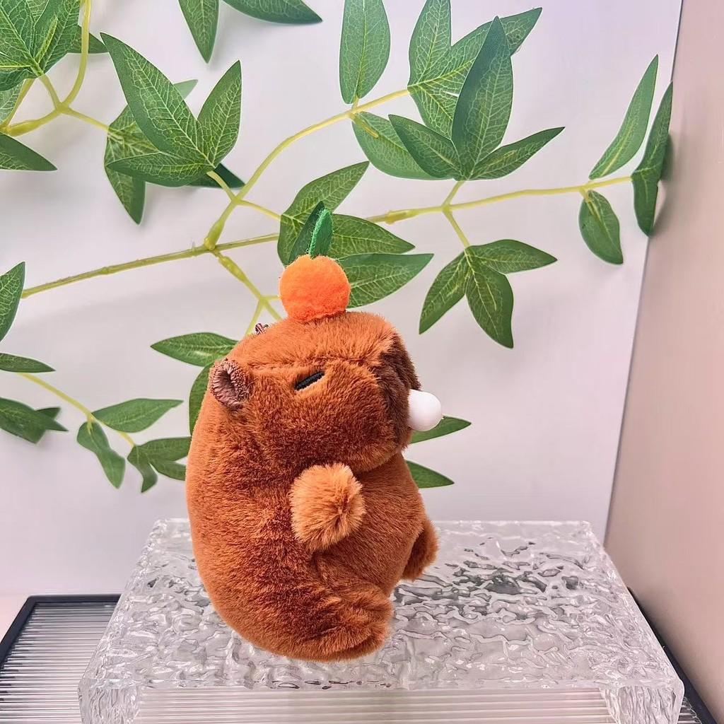 Blow Bubble Capybara Keychain Top Persimmon Kids Backpack Hanging Doll Plush