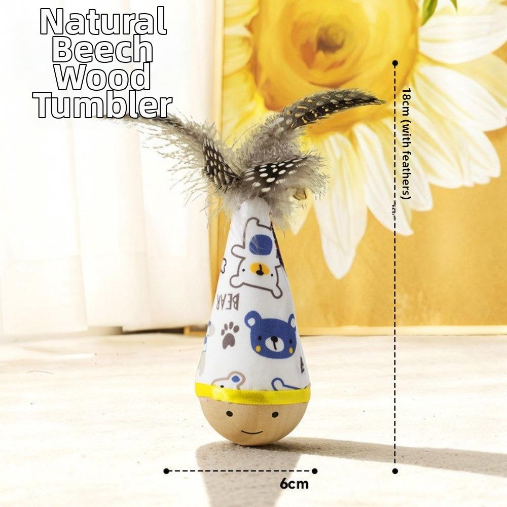 Wear-Resistant Cat Tumbler Wobbler Cartoon Pattern Wobble Ball Interactive Cat Toy  for Kitten Play