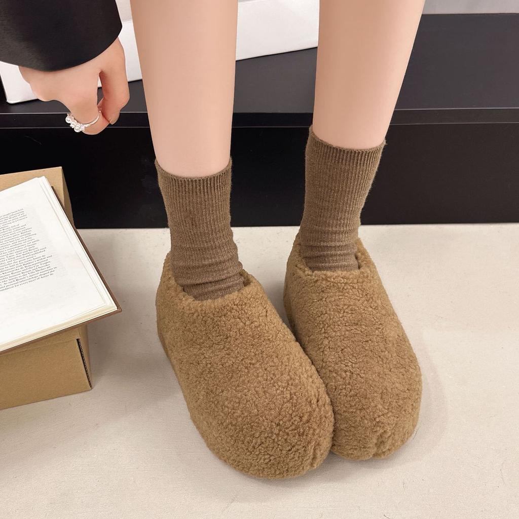 Women's soft elastic thick bottom heightening winter fur one warm cold padded snow boots non-slip wear casual sports cotton boots fur shoes