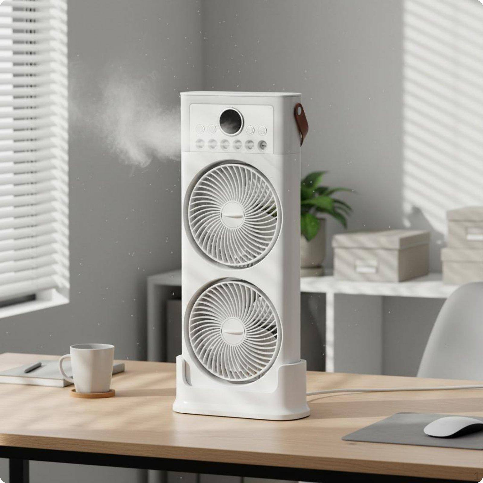 HumidifyingAirFan Fan Humidifying Spray Humidifier MultiSpeed Summer Cooling Device for Office White Desktop Usb