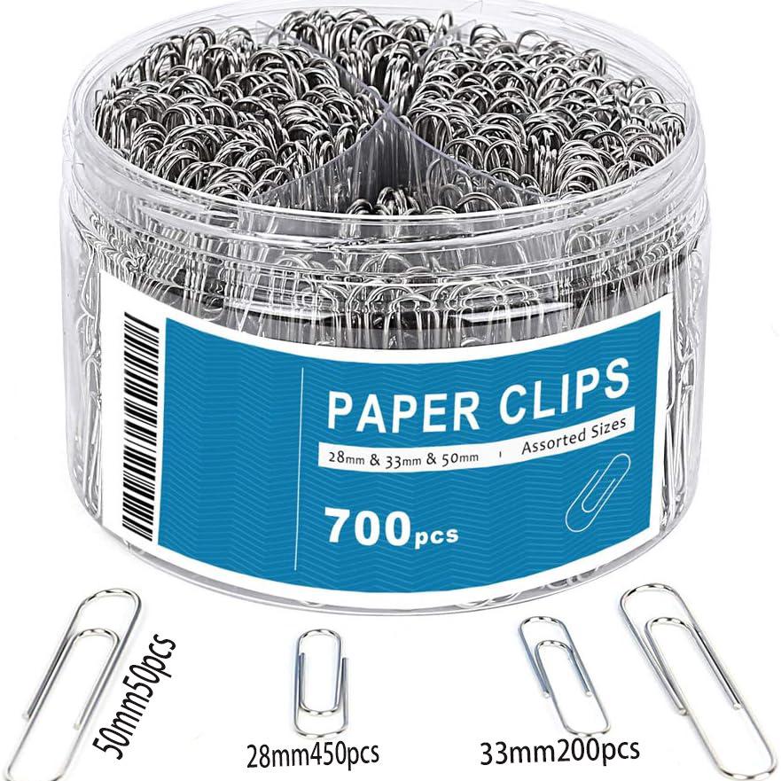 Colorful Large Paperclips & Binder Clips: Nickel-Plated Silver Office Stationery for Bookmarks and Test Papers.