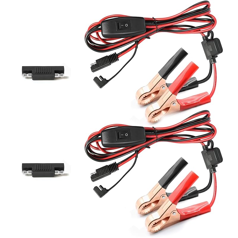 SAE Battery Alligator Clips Wire Harness With On/Off Switch 7.9Ft/2.4M 16AWG, 12V Alligator Clips With Wires For Sprayer Parts, Sprayer Pump, Battery