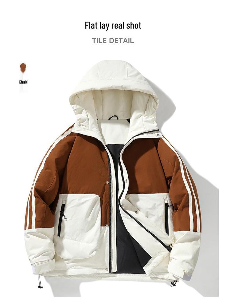 Winter Windproof Unisex Down Jacket - MLB & NY Collaboration, 90% White Duck Down, Color Block, Men's Trendy Coat