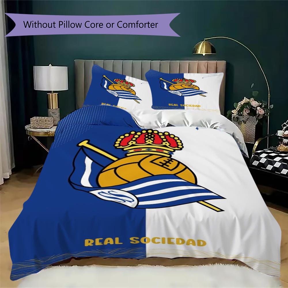 Set Copripiumino Trapuntato con Fantasia Real Sociedad Copripiumino Federa Decorazione per la Casa Regalo di Compleanno (1 * copripiumino + 2 * federe senza imbottitura)