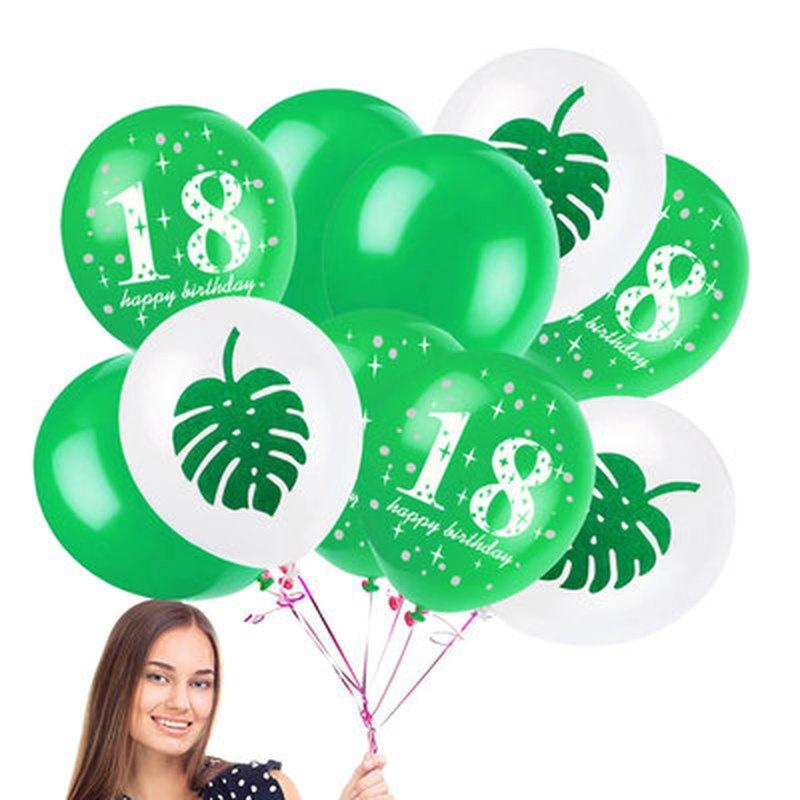 10pcs Amawill 12inch Latex Balloons with Flamingo Pineapple&Leaves Stickers for Tropical Party