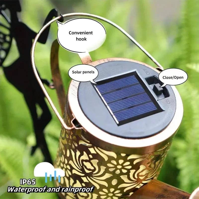 Verzauberte Solar-Feenlampe für Außen, skurriles Design mit Eisenkessel, mit automatischem Dämmerungssensor, IP65 Gartenleuchte für den Weg