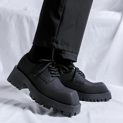 Fashion BLACK Trendy Men's Thick Soled Formal Shoes High Quality Versatile Style Fashion Party Outdoor Stroll Height Increasing Shoes