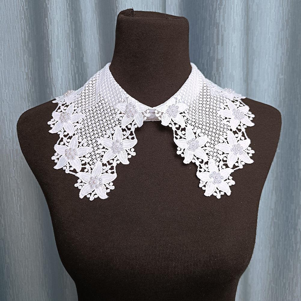 Outer Front Button-Up Shirt Collar Korean Version White Shirt Collar Versatile Hollow Lace Collar Fake Collar Niche Decorative Collar