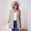 Cardigan aperto a coste da donna, maglione casual a maniche lunghe con tasche