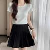 Striped BM Style Right Shoulder Short-sleeved T-shirt for Women Summer 2024 New Tight-fitting Pure Desire Short Niche Design Top