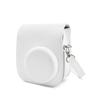 HIYQIN Instax Mini 12/11/9/8+/8 Case, Cute Camera Bag with Shoulder Strap and Back Pocket, PU Leather Cover, Solid White