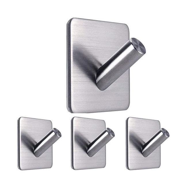 4 Pack Bathroom Kitchen Towel Hooks Waterproof Stainless Steel Heavy Duty Adhesive Hook