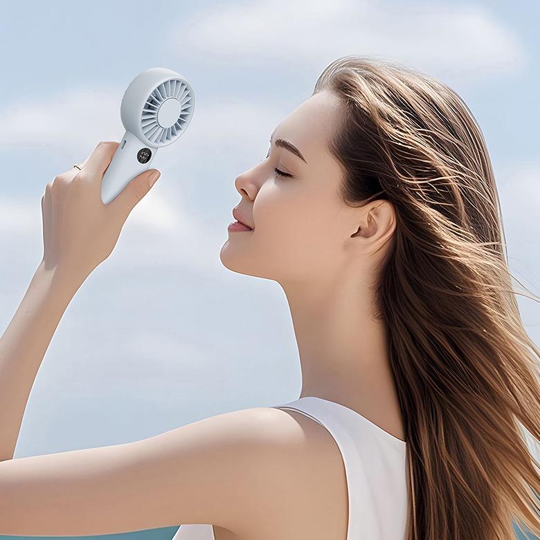 

Turbo Handheld Fan with Hook and Digital Display - Portable Outdoor Mini Fan (Beige, Model BO2) 78x39.6x202.5MM