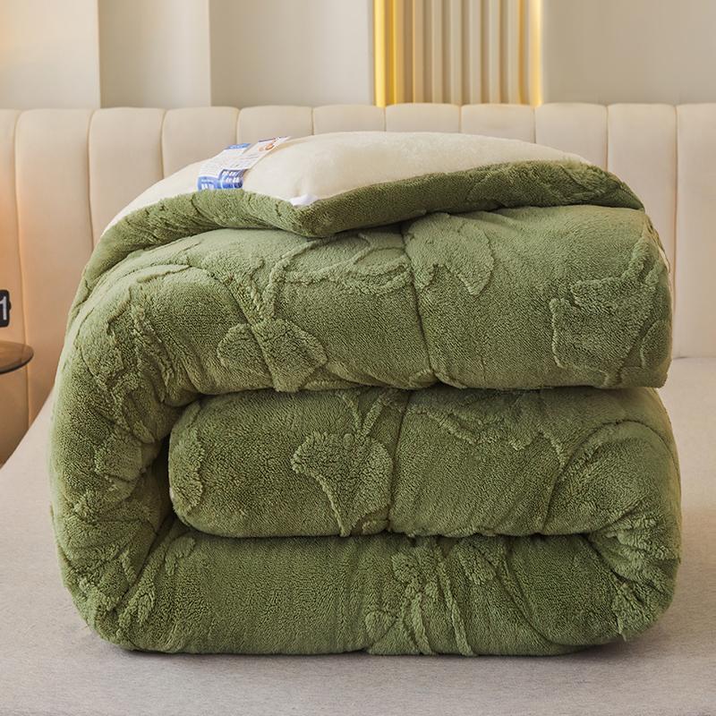 Thick Warm Imitation Lambswool Winter Blanket for Bed Soft Jacquard Coral Fleece Quilt Double Sided Plush Weighted Blanket 5kg