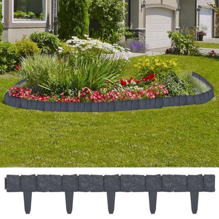 Clôture de jardin en plastique aspect pierre - vidaXL - 41 pcs - 10m