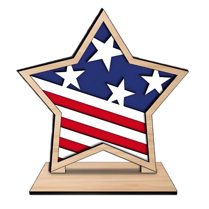 Solid Wood Handcrafted Patriotic Star Flag Decorative Item For Office Or Living Space Office Nationalistic Display