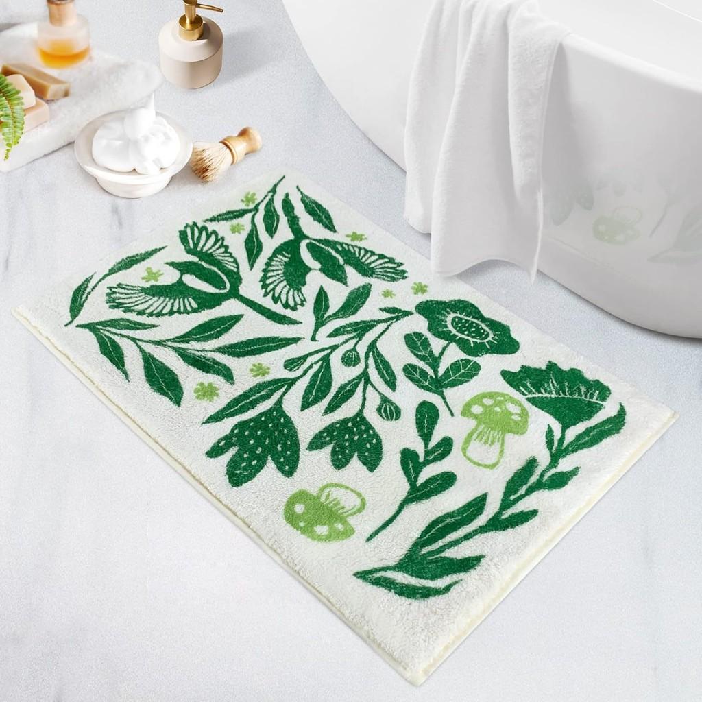 Sweet Flower Pattern Plush Absorbent Floor Mat Carpet For Home