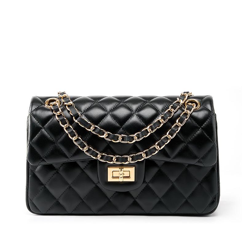 Top-layer cowhide bag with cowhide chain, small-style fashion quilted bag, single-shoulder crossbody women s bag