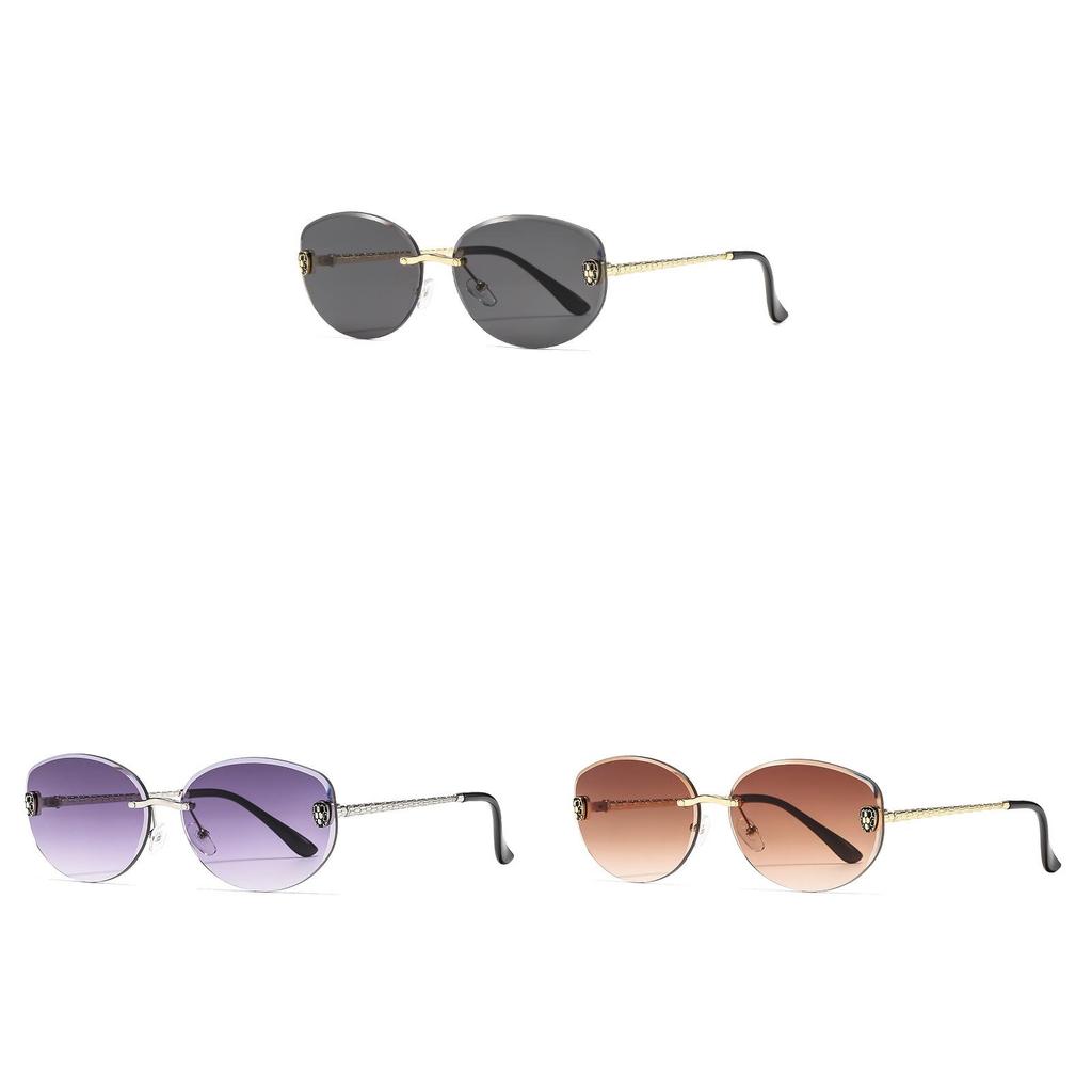 Fashion Female Retro Metal Frame Sun Glasses With Gray Lenses For Summer Outdoor Use