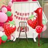 13pcs strawberry balloon aluminum foil balloon set with polka dot latex balloons for birthday party and anniversary decoration